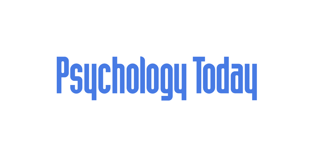 blue text of Psychology Today centered on a white background