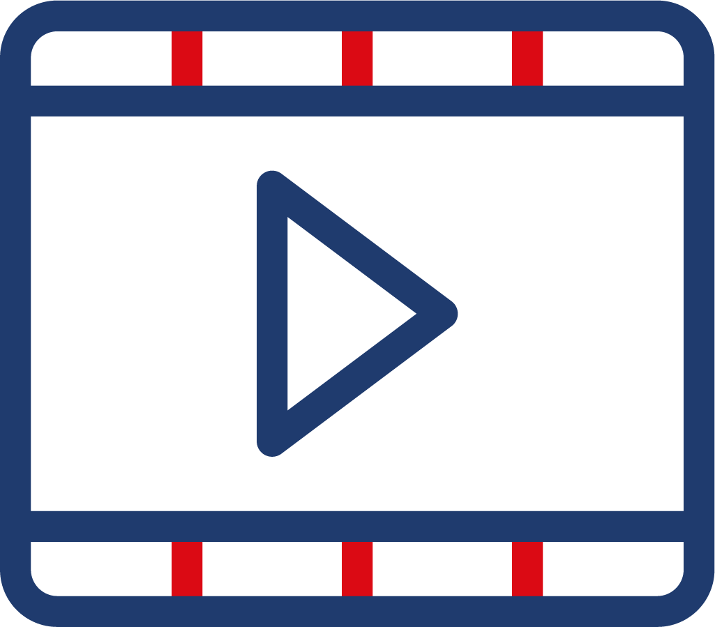 blue and red outlines representing a video icon