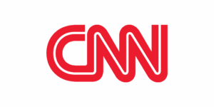 Red letters of CNN centered on a white background