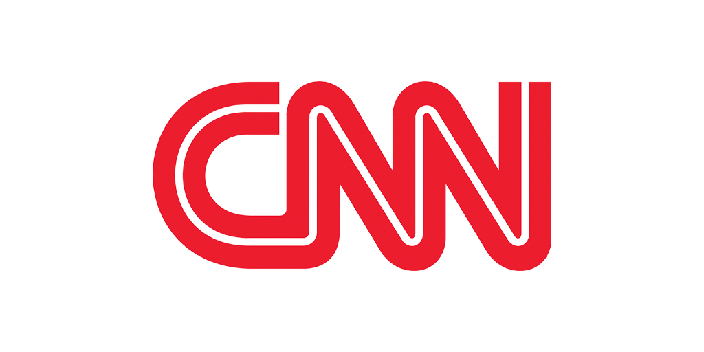 Red letters of CNN centered on a white background