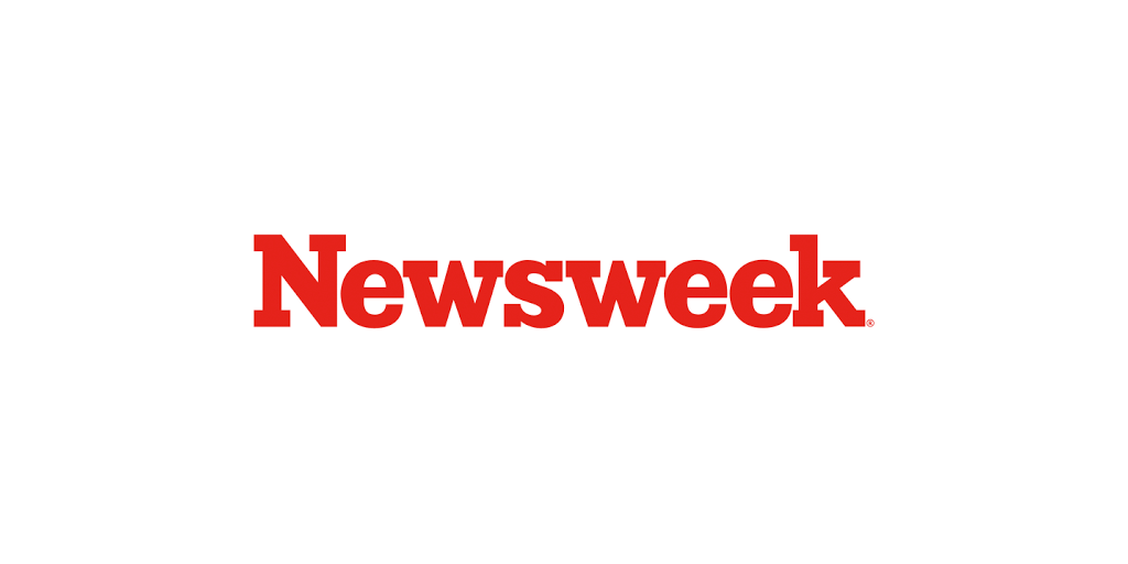 Red text of Newsweek centered on a white background