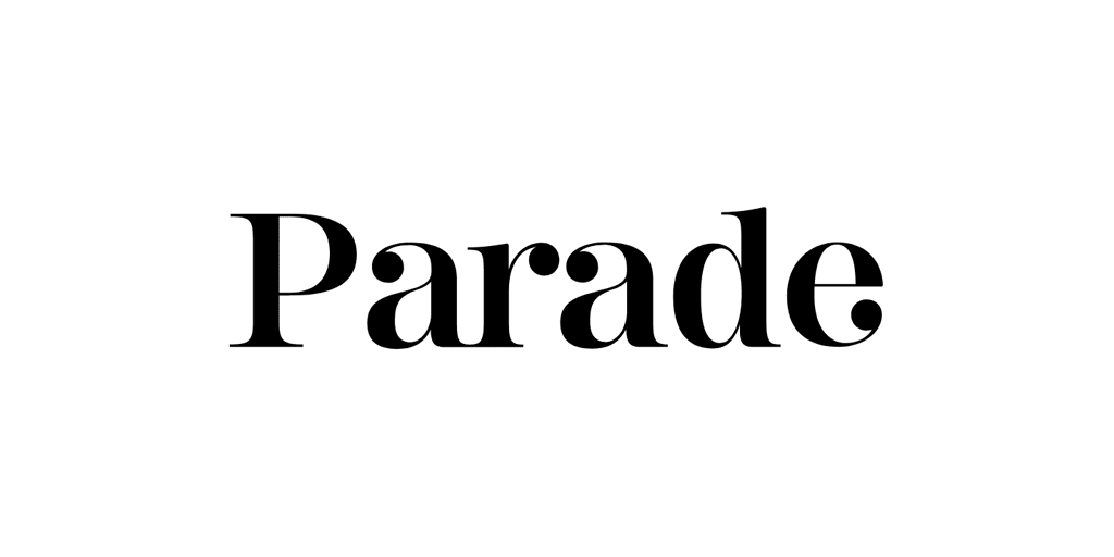 Black text of Parade centered on a white background